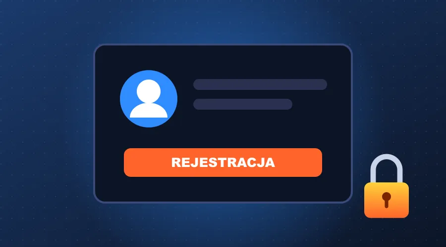 Panel konta z przyciskiem Rejestracja – konto w MV Casino